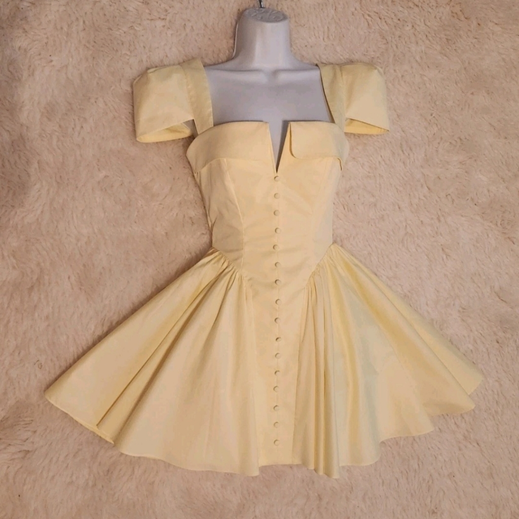 Chic Le Frique Antonella Mini Corset Dress Yellow Xs Nwt — image 6 of 8